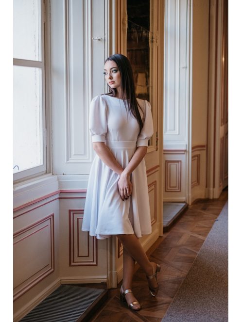 Andrea-fehér puffos ujjú mini ruha