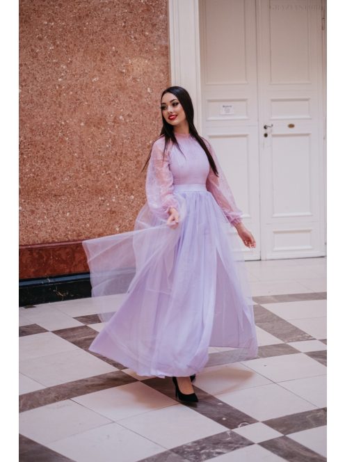 Graceful – lilás csipke maxi ruha 