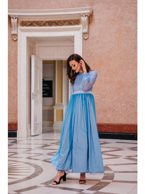 Graceful – kék csipke maxi ruha 
