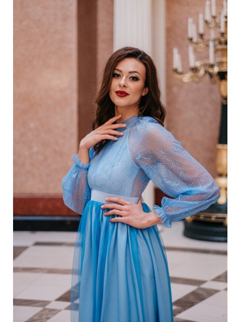 Graceful – kék csipke maxi ruha 