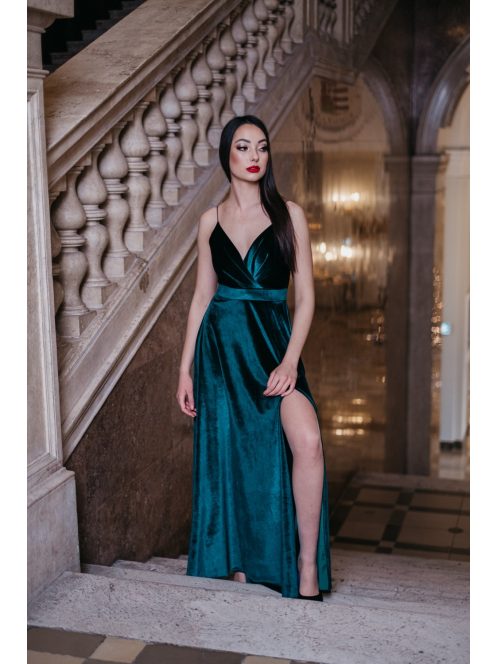  Abigél Velvet – zöld bársony maxi ruha