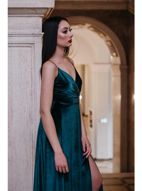  Abigél Velvet – zöld bársony maxi ruha