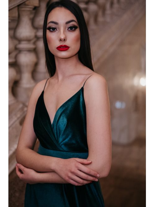  Abigél Velvet – zöld bársony maxi ruha