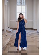 Elegáns, féloldalas csipke maxi ruha sötétkék színben. 