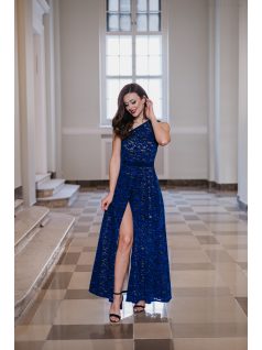 Eve – sötétkék féloldalas csipke maxi ruha