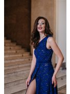 Eve – sötétkék féloldalas csipke maxi ruha