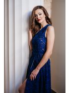 Eve – sötétkék féloldalas csipke maxi ruha
