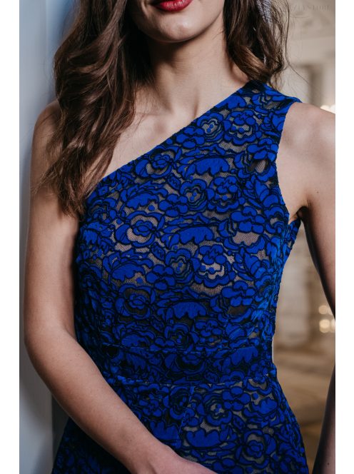 Eve – sötétkék féloldalas csipke maxi ruha