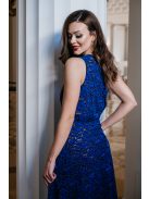 Eve – sötétkék féloldalas csipke maxi ruha