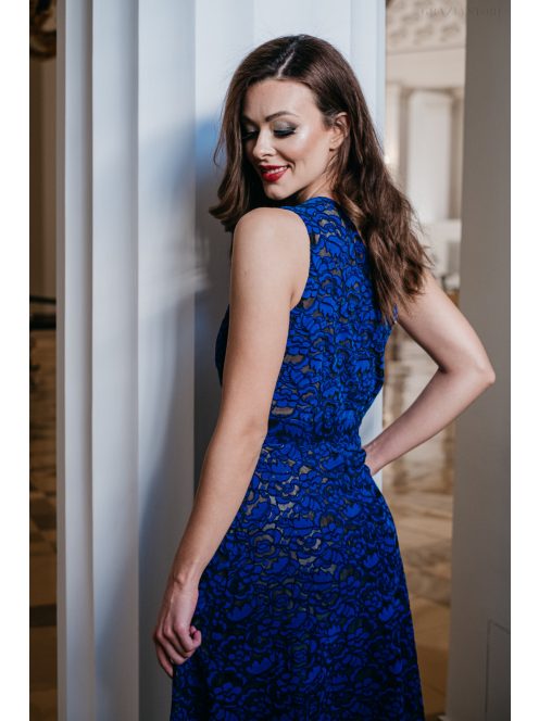 Eve – sötétkék féloldalas csipke maxi ruha