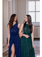 Elegáns, féloldalas csipke maxi ruha sötétkék színben. 