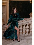 Scarlett – hosszú ujjú zöld bársony maxi ruha