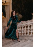Scarlett – hosszú ujjú zöld bársony maxi ruha