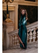Scarlett – hosszú ujjú zöld bársony maxi ruha