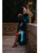 Scarlett – hosszú ujjú zöld bársony maxi ruha