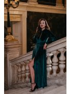 Scarlett – hosszú ujjú zöld bársony maxi ruha