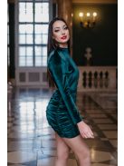 Kyla – hátnélküli zöld bársony mini ruha
