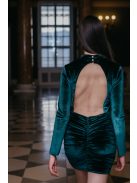 Kyla – hátnélküli zöld bársony mini ruha