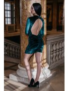 Kyla – hátnélküli zöld bársony mini ruha