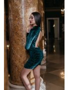 Kyla – hátnélküli zöld bársony mini ruha