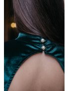 Kyla – hátnélküli zöld bársony mini ruha