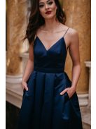 Zenina – sötétkék V-kivágású maxi ruha