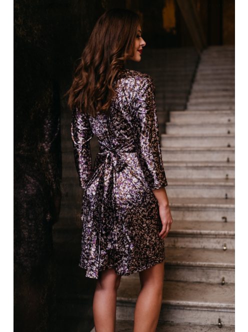 July – lila mintás mini ruha 