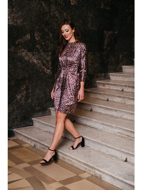 July – lila mintás mini ruha 