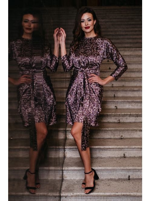 July – lila mintás mini ruha 