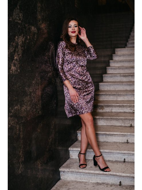 July – lila mintás mini ruha 