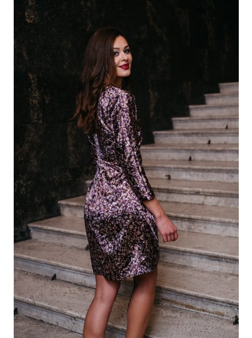 July – lila mintás mini ruha 