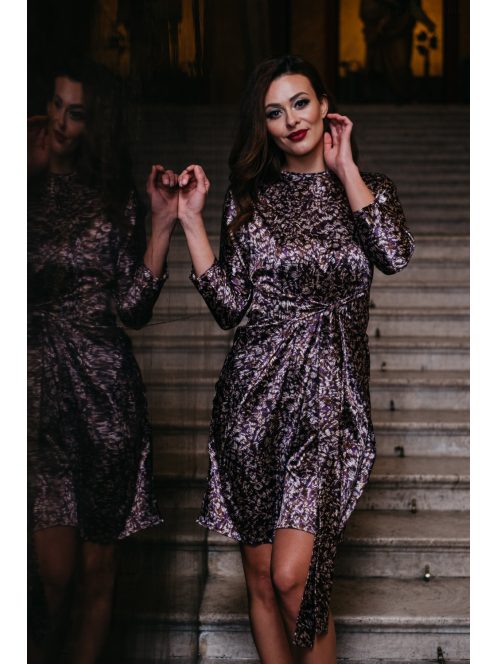 July – lila mintás mini ruha 