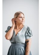 Ramóna - Zöldes szatén maxi bársony felsőrésszel