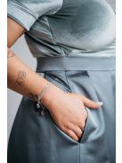 Ramóna - Zöldes szatén maxi bársony felsőrésszel