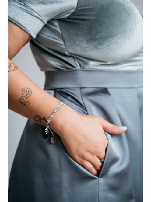 Ramóna - Zöldes szatén maxi bársony felsőrésszel