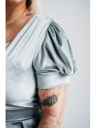 Ramóna - Zöldes szatén maxi bársony felsőrésszel