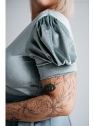 Ramóna - Zöldes szatén maxi bársony felsőrésszel