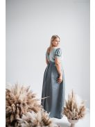 Ramóna - Zöldes szatén maxi bársony felsőrésszel