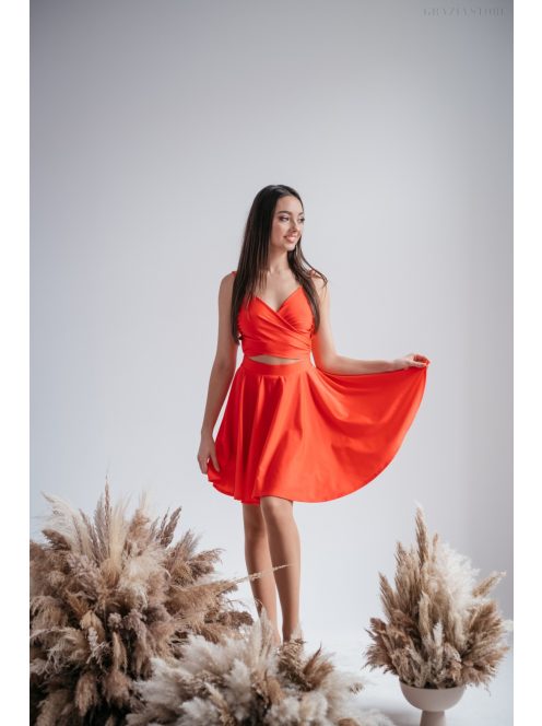 Yvone – elasztikus anyagú piros mini ruha 