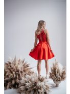 Kör mini szoknya - piros szatén