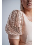 Kitti - pezsgő színű midi ruha puffos ujjakkal