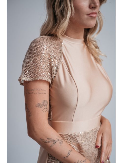 Roxana - pezsgő színű flitteres mini ruha 