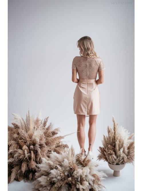 Roxana - pezsgő színű flitteres mini ruha 