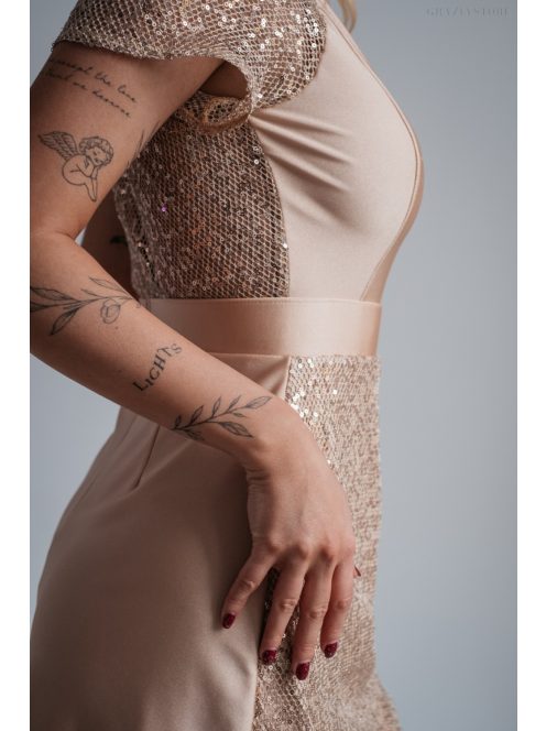 Roxana - pezsgő színű flitteres mini ruha 