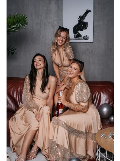 Roxana - pezsgő színű flitteres mini ruha 