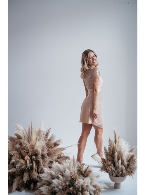 Roxana - pezsgő színű flitteres mini ruha 