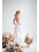 Peggi - Csipke rátétes, hátnélküli fehér maxi ruha 