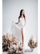 Dália – fehér szatén maxi furfangos hátrésszel