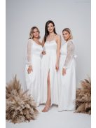 Dália – fehér szatén maxi furfangos hátrésszel