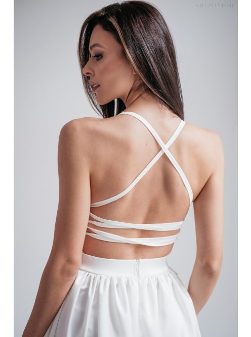 Madleine – fehér szatén maxi ruha hátán pántokkal 